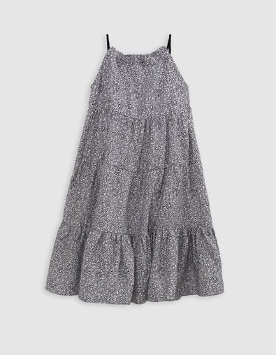 Robe longue noire imprimé graphique fille - IKKS