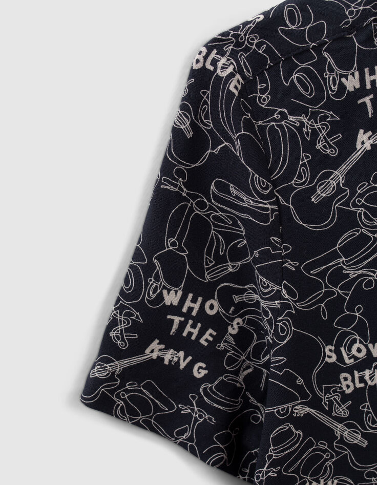 Boys’ navy Lenzing™ Ecovero™ viscose shirt, line drawing print-5