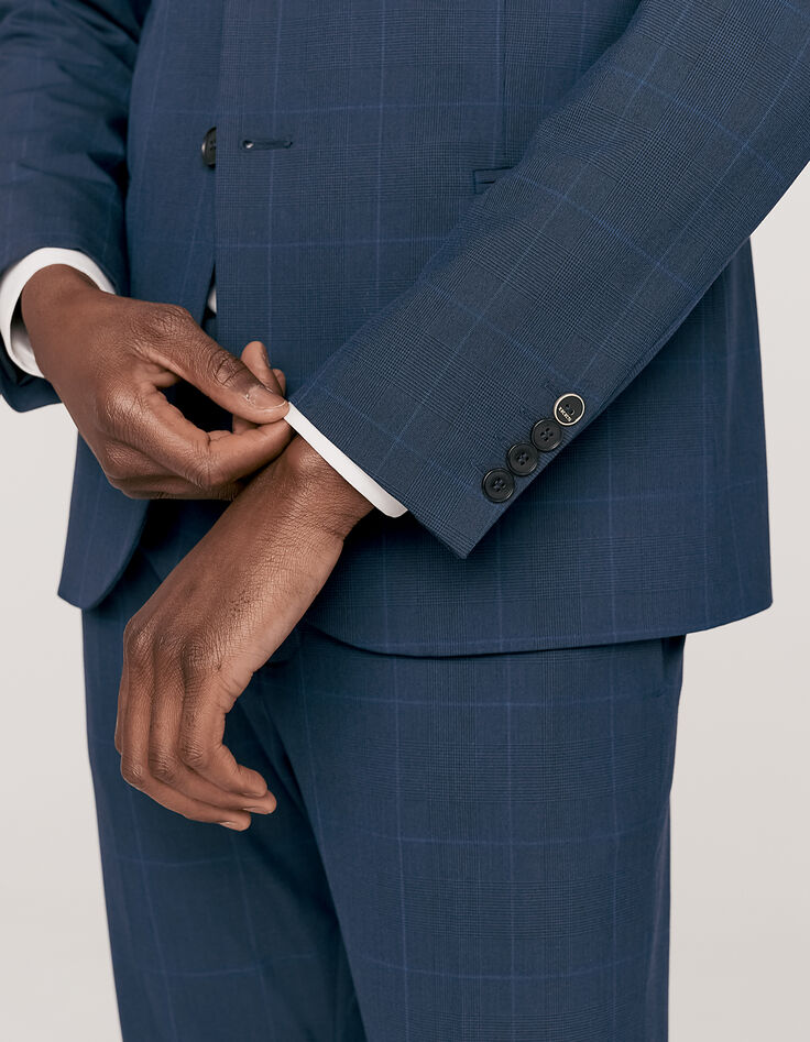 Men’s blue Prince of Wales check TRAVEL SUIT suit jacket-4
