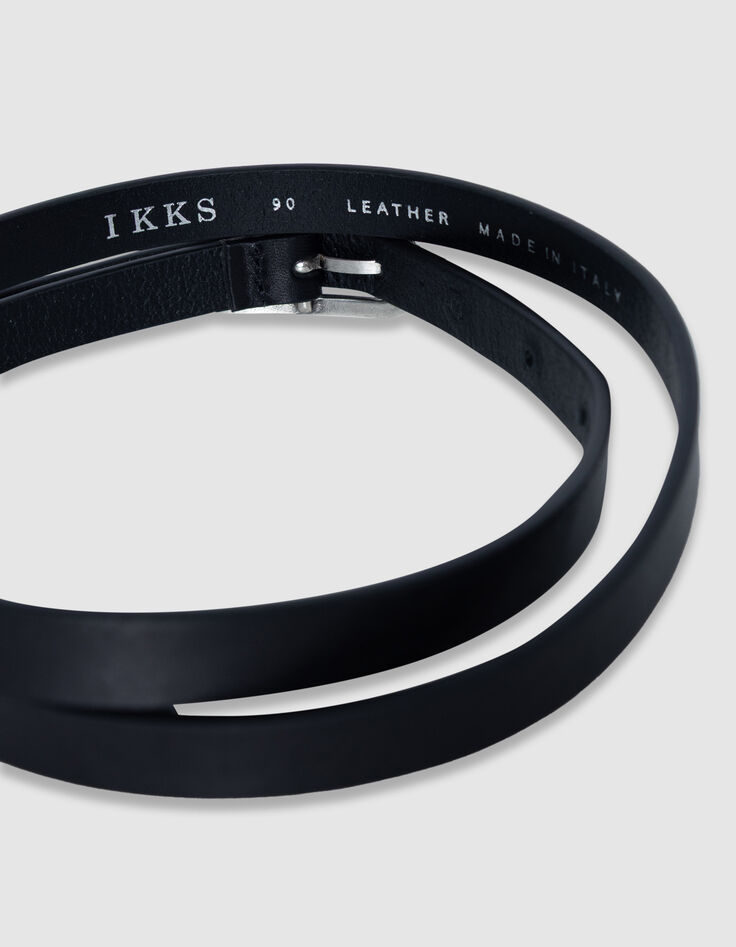 Cintur&oacute;n fino de mujer de piel negra con hebilla met&aacute;lica-5