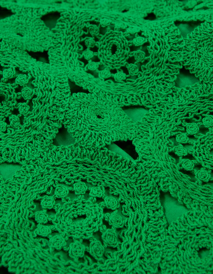 Blouse verte dentelle macramé Femme-9