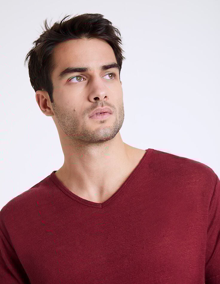 Tee-shirt vermillon en lin Homme -5 Tee-shirt vermillon en lin Homme -5
