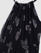 Robe longue noire jacquard lurex papillons Femme-7