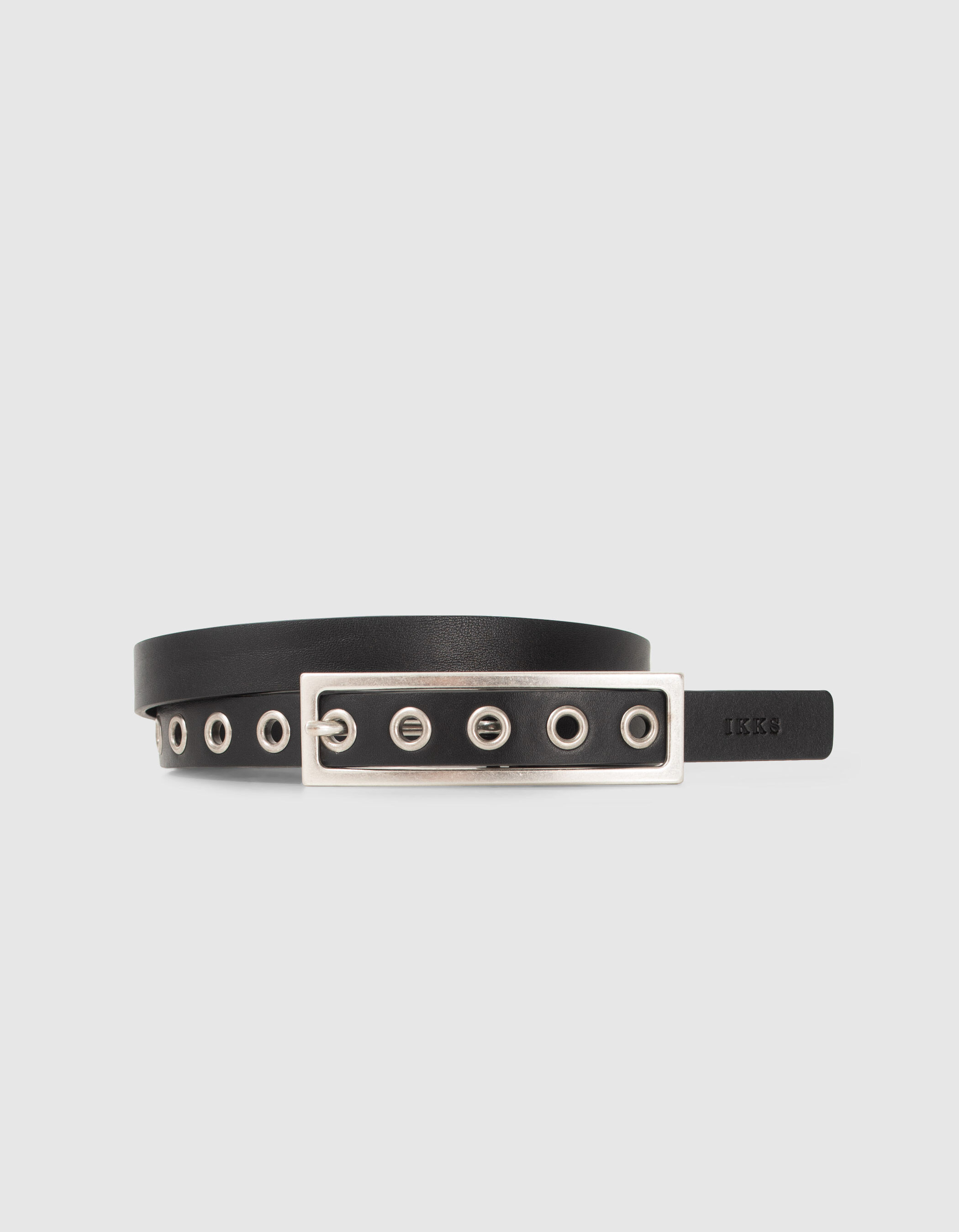 Ceinture noire cuir large boucle m tal Femme