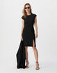 Robe noire fendue maille Milano Femme-1