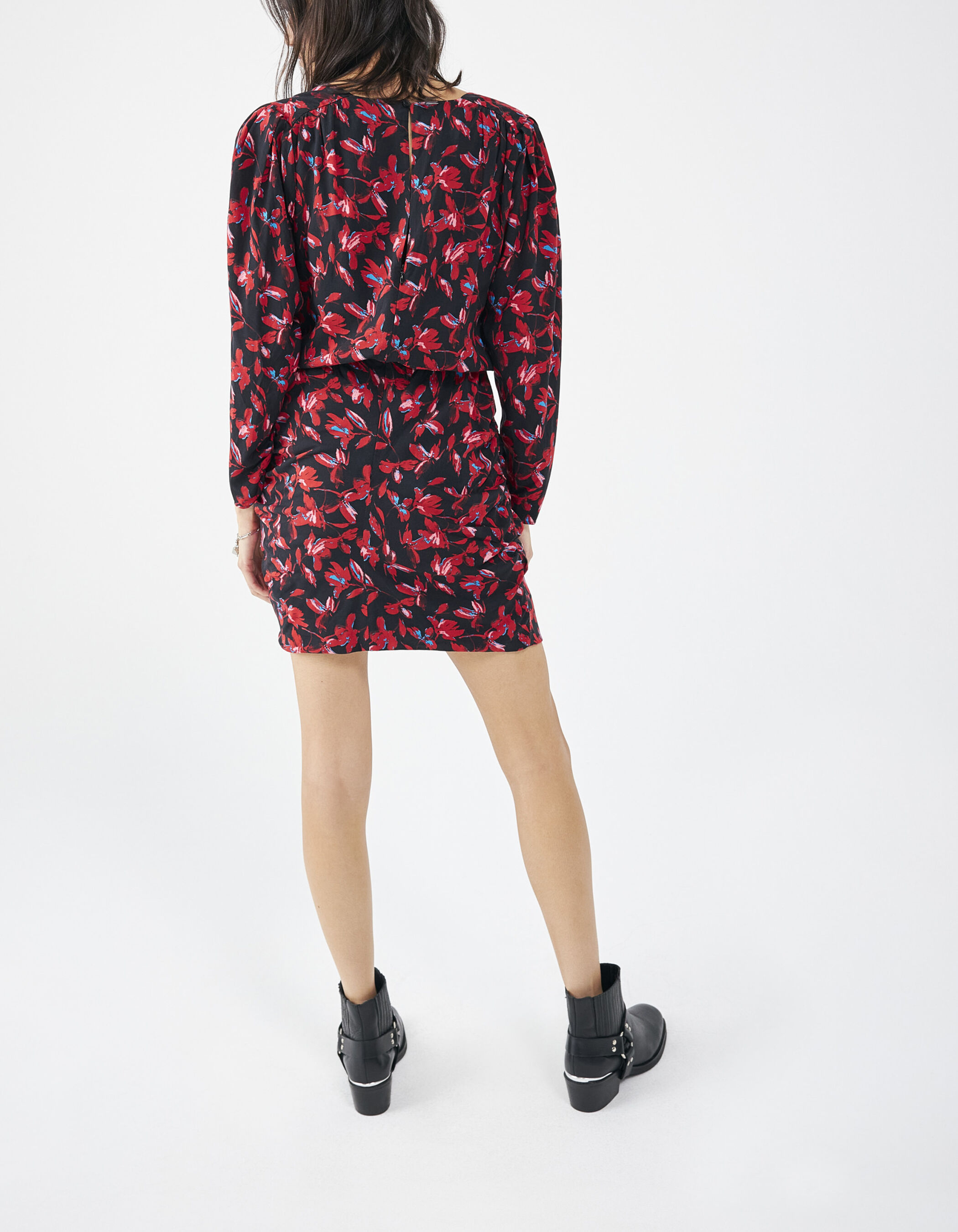 Robe courte rouge imprim floral rock Femme