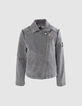 Veste en jean gris esprit motard fille-2