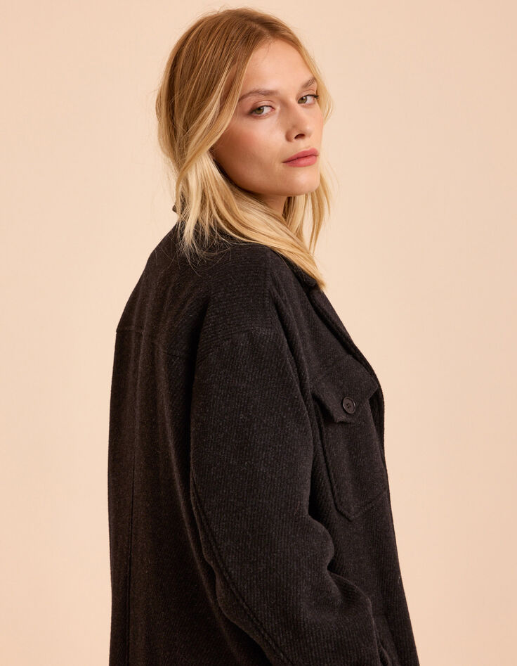 Manteau long gris esprit surchemise I.Code-6