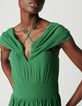 Women's green long dress with draped straps-2