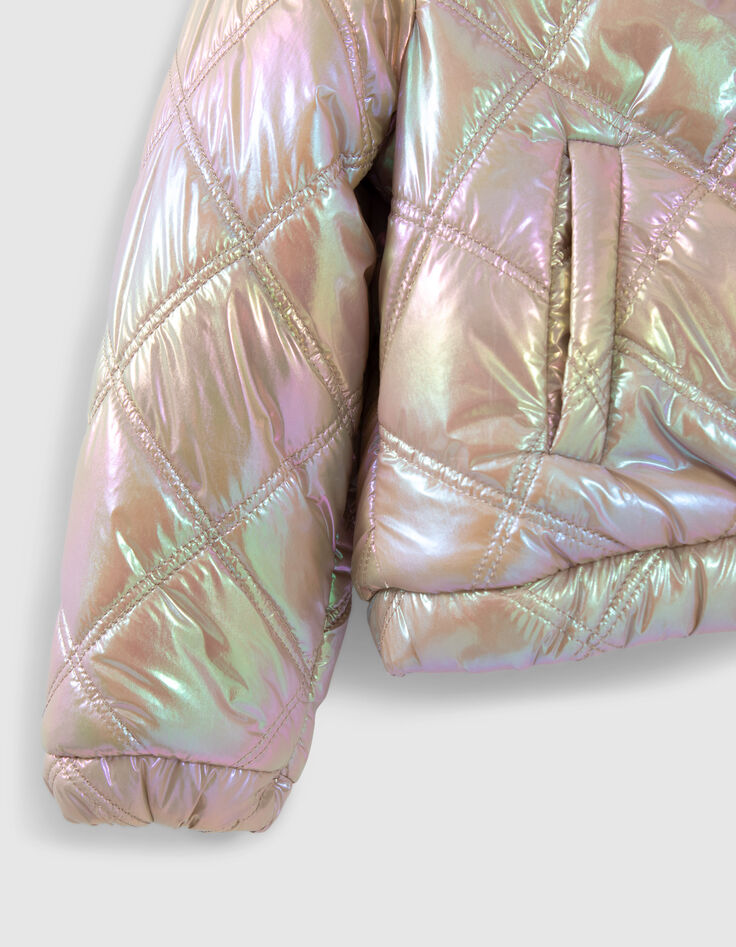 Beige irisierende Mädchensteppjacke-4