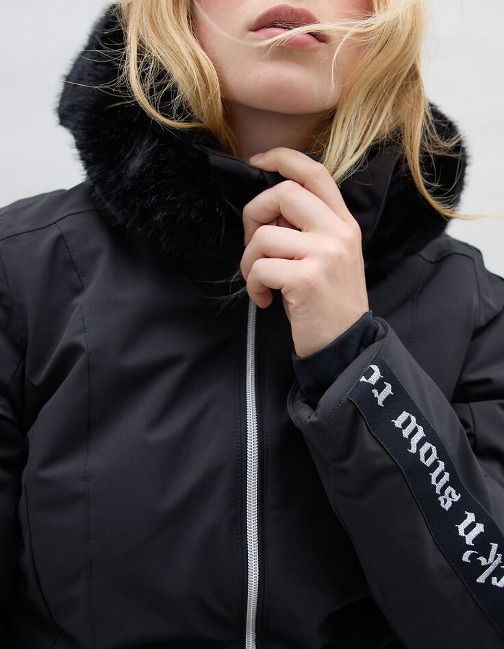 Women&rsquo;s black IKKSxDUVILLARD padded jacket + rock slogan-6