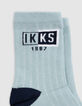 Boys' navy, beige and water green striped socks-3