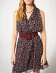 Vestido corto floral fondo negro cord&oacute;n en espalda mujer -1