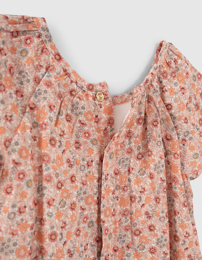 Pfirsichrote Bluse Viskose mit Blumenprint für Babymädchen - IKKS