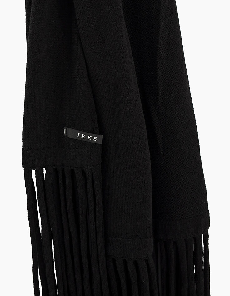 Echarpe noire à franges pour femme-2