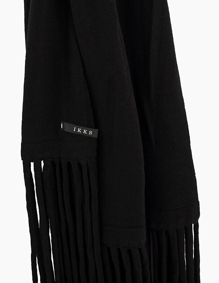 Women's black fringed scarf - IKKS