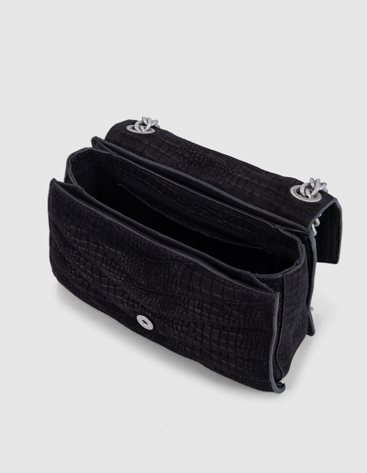 Bolso THE 1. ANIMALS cuero negro repujado efecto cocodrilo Talla M-5 Bolso THE 1. ANIMALS cuero negro repujado efecto cocodrilo Talla M-5