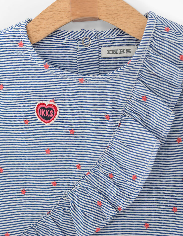 Gestreepte hemelsblauwe top met sterren babymeisjes-3 Gestreepte hemelsblauwe top met sterren babymeisjes-3