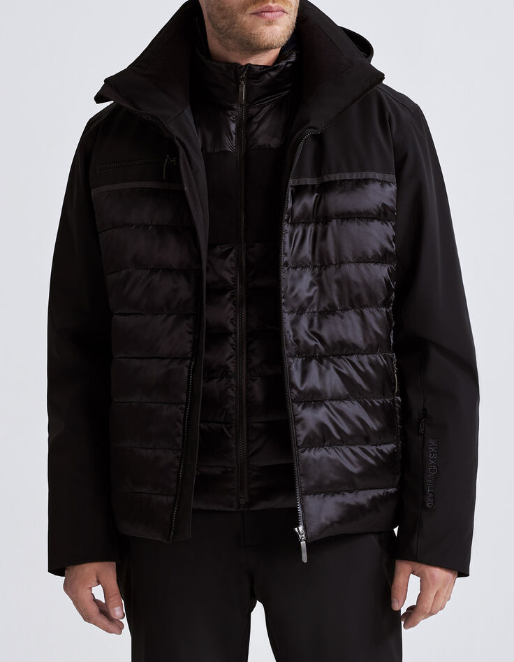Men’s black mixed-fabric IKKS x DUVILLARD padded jacket-2 Men’s black mixed-fabric IKKS x DUVILLARD padded jacket-2