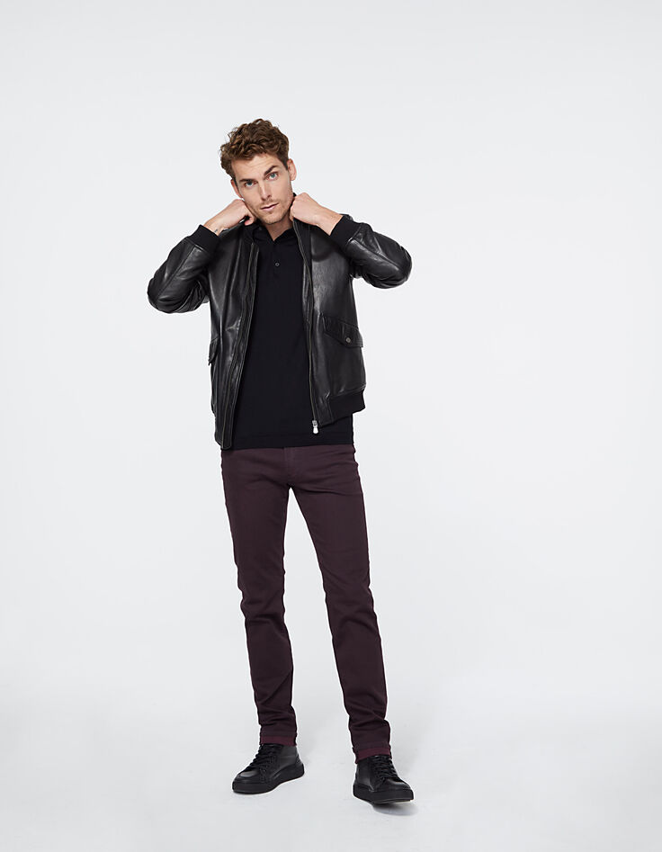 Men’s black knit long sleeve polo shirt-6