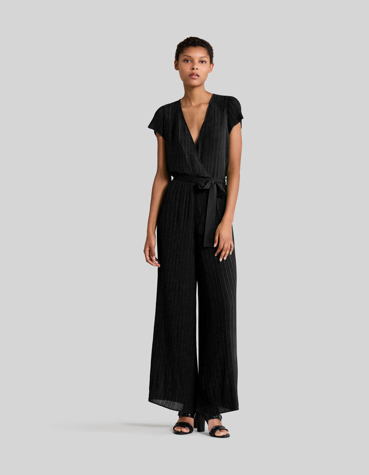 Women’s black pleated jumpsuit-1