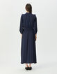 Women’s navy flowing dress with pleated ruffles-2