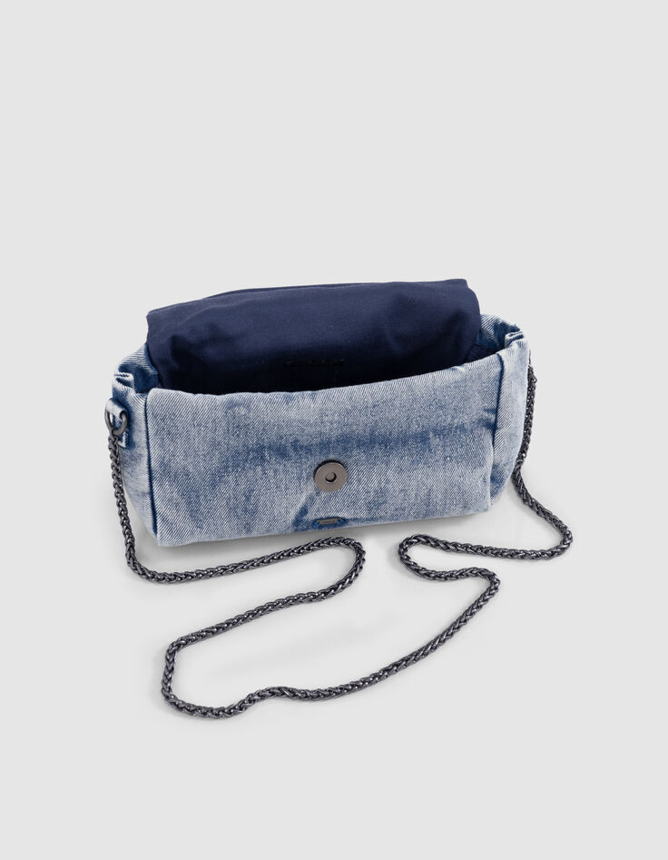 Sac à main en jean bleu rabat matelassé fille-4