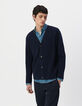 Cardigan marine en tricot encolure V Homme-4