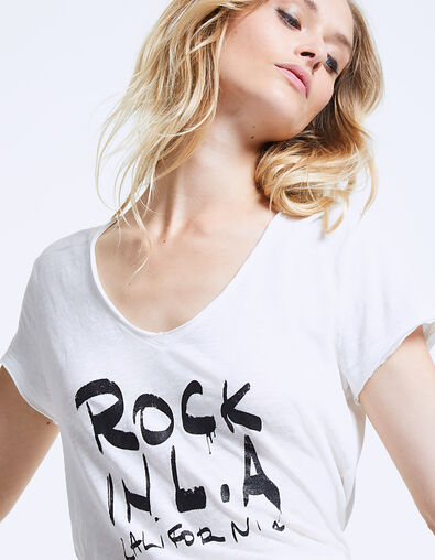 Women’s "Rock in L.A" cotton V-neck T-shirt - IKKS
