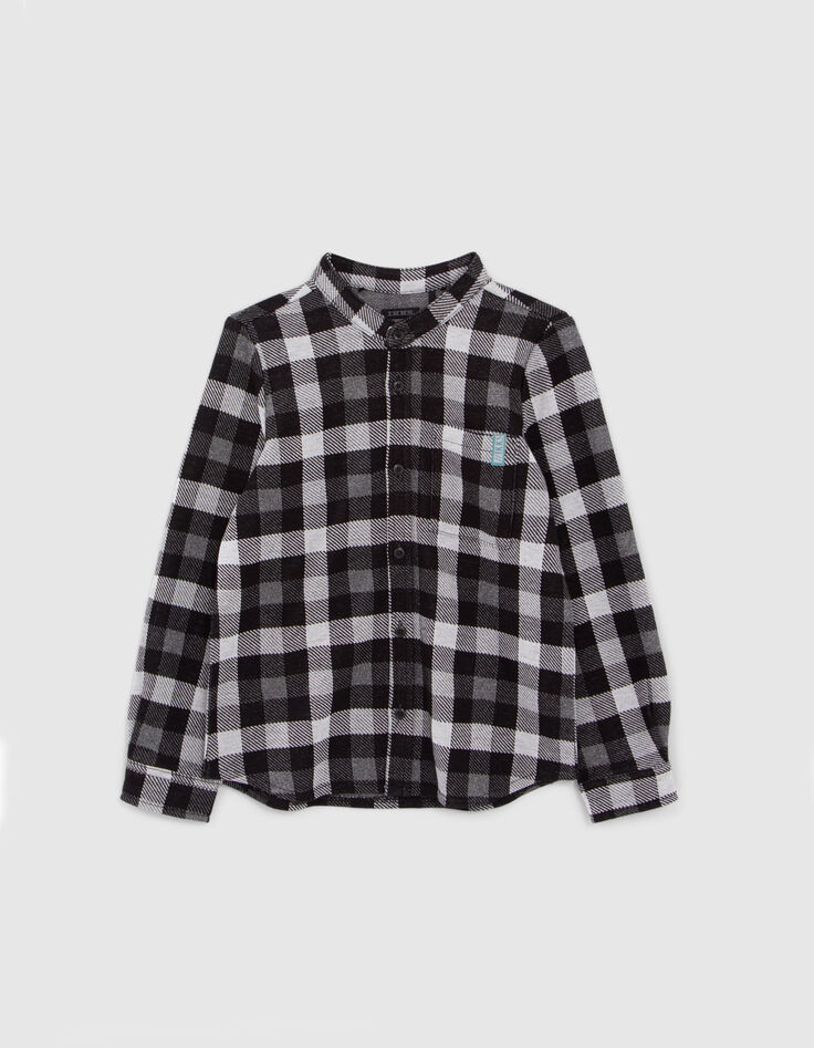 Chemise noire &agrave; carreaux capuche amovible gar&ccedil;on-2