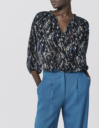 Blouse voile recyclé imprimé coloré détail résille femme - IKKS