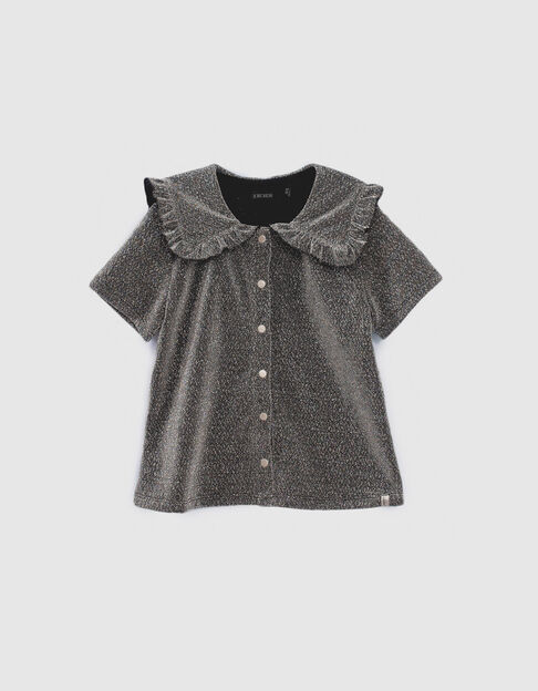 Girls’ black glittery collared shirt - IKKS