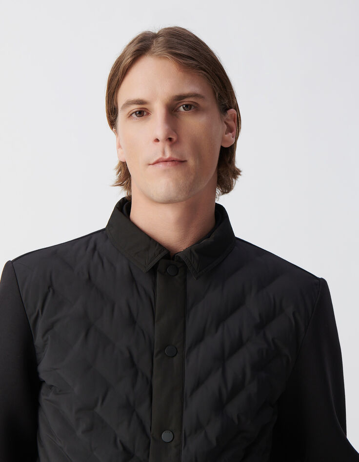Chaqueta acolchada fina negra bimaterial hombre-4