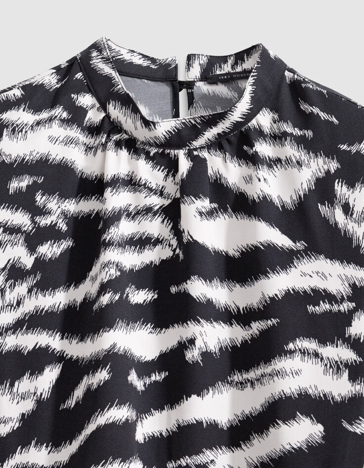 Schwarze Bluse mit Zebramuster f&uuml;r Damen-5