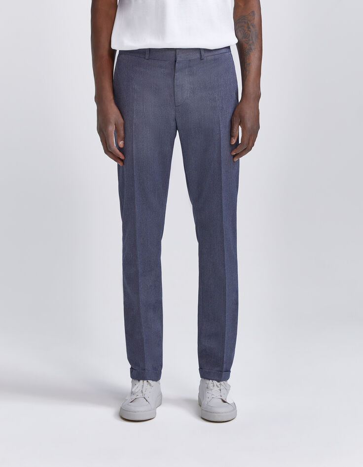 Pantalon de costume indigo effet denim Homme-1