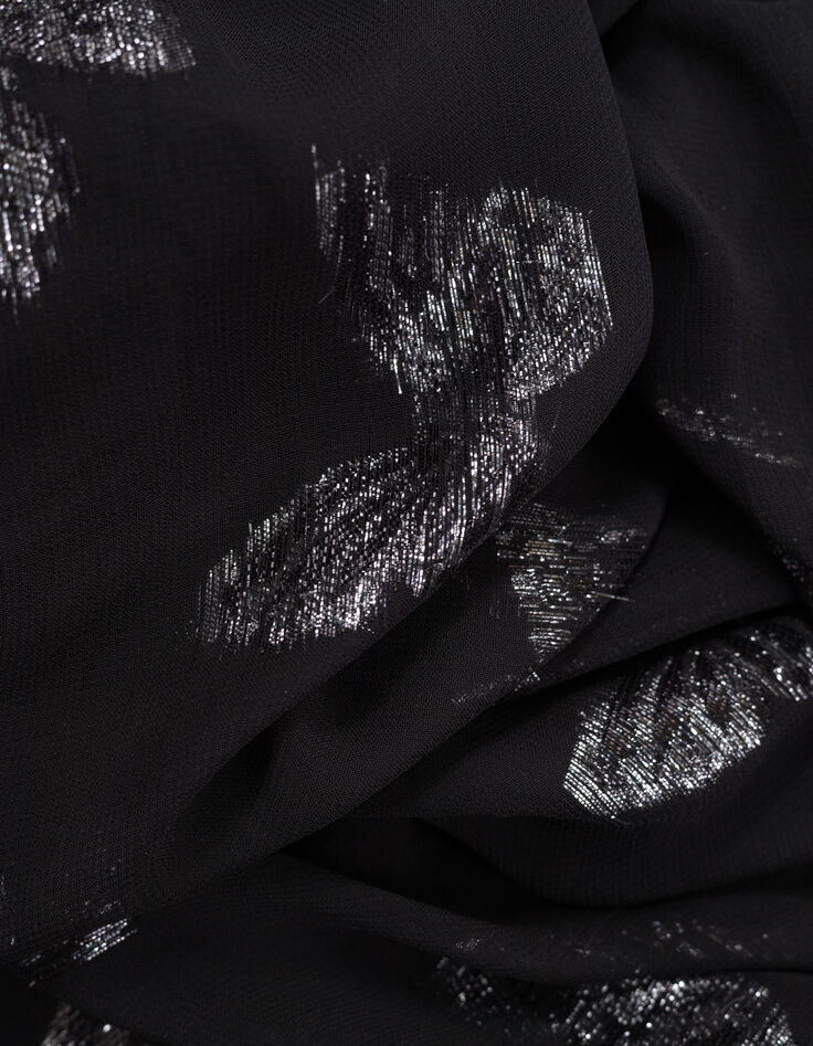 Robe longue noire jacquard lurex papillons Femme-8