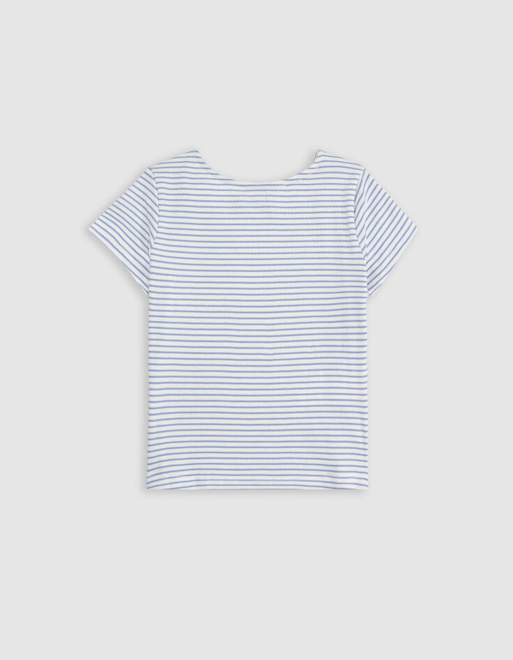 Wit T-shirt fijne blauwe strepen meisjes-2