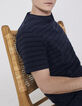 Camiseta azul marino rizo rayas relieve hombre-5