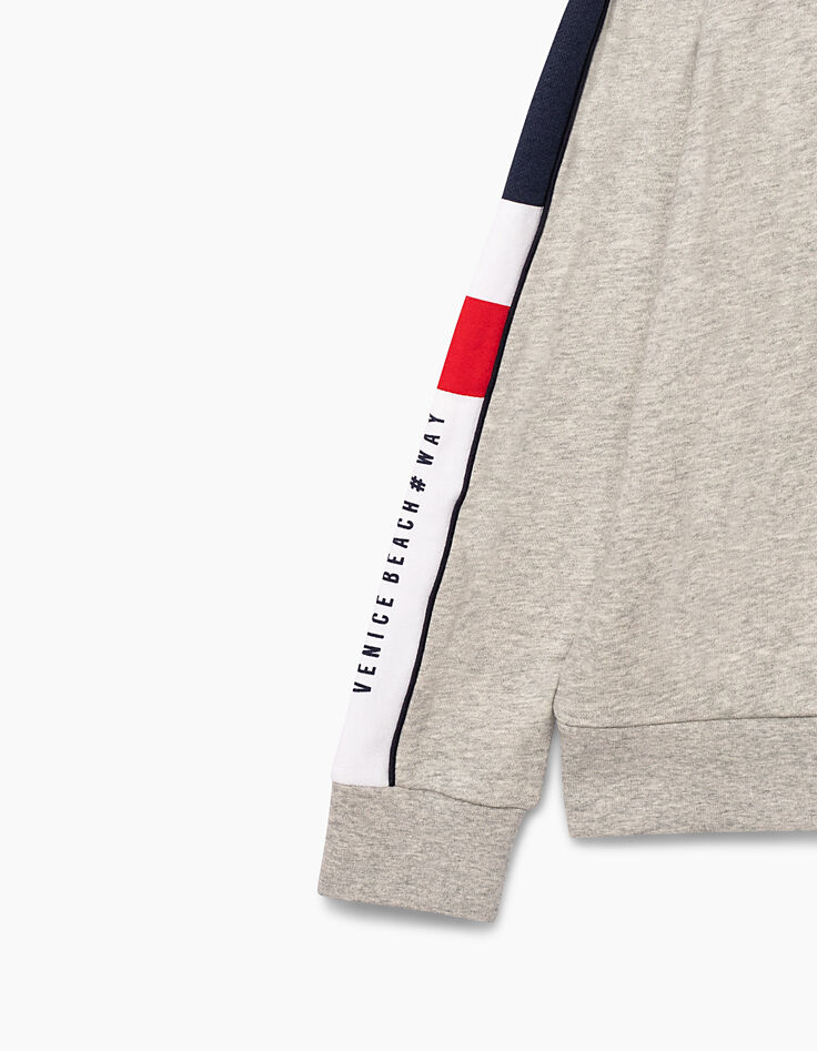 Sweat gris chiné moyen WAY velours rouge garçon -6
