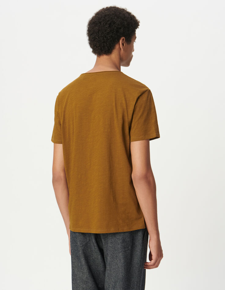 T-shirt col rond ocre coton bio flammé Homme-2 T-shirt col rond ocre coton bio flammé Homme-2