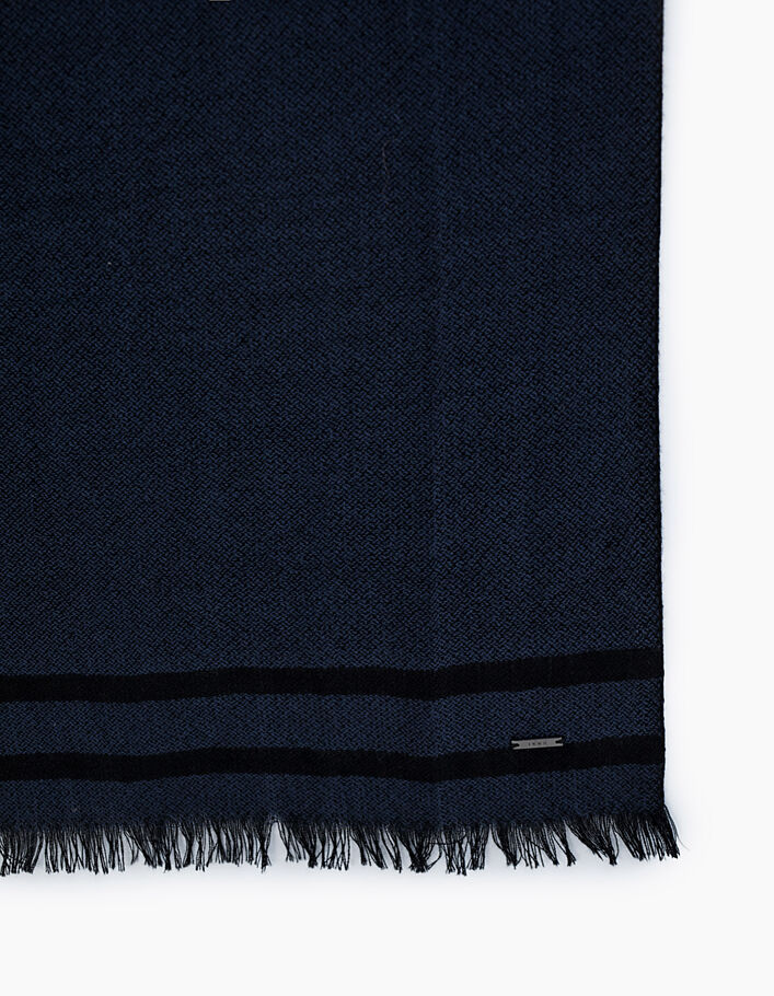 Foulard indigo en laine à rayures noires Homme - IKKS