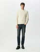 Pull écru tricot relief col rond Homme-2