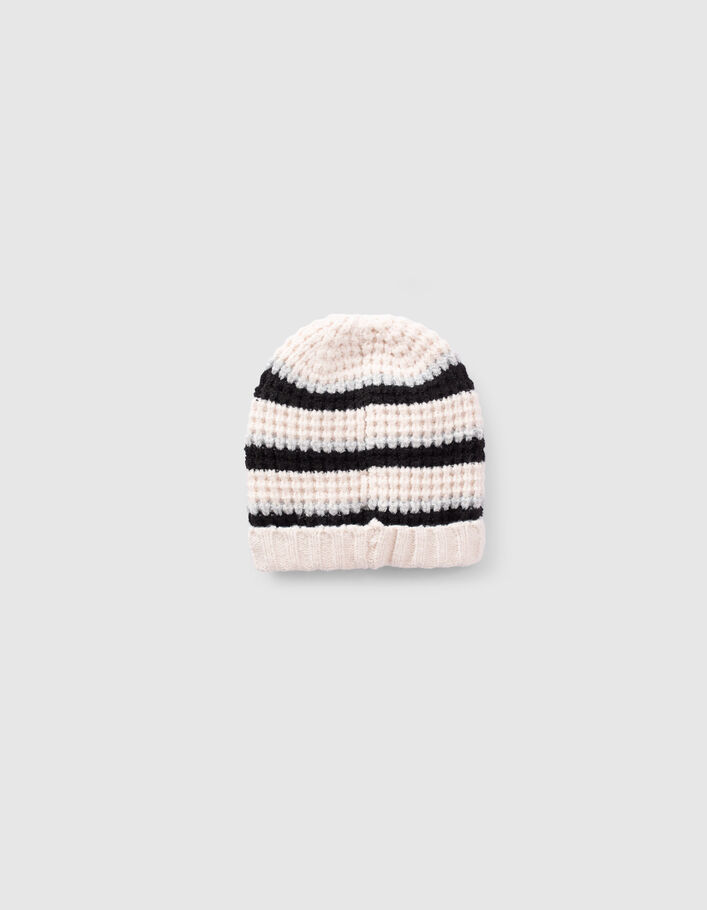Gorro crudo punto lúrex rayas niña-3