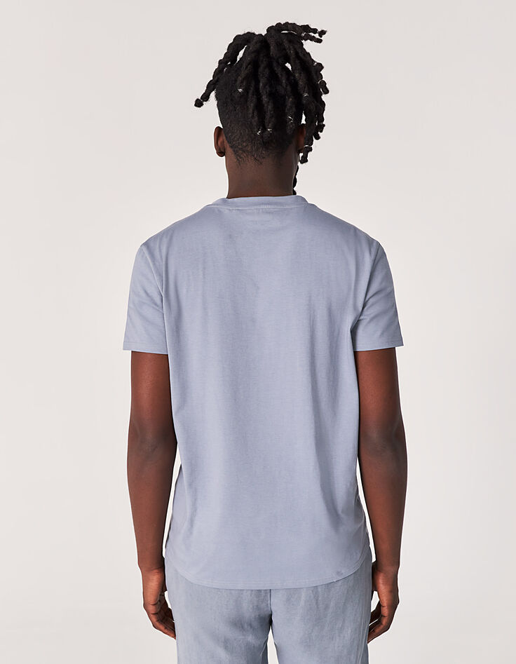Tee-shirt bleu grisé bio à message Homme-3 Tee-shirt bleu grisé bio à message Homme-3