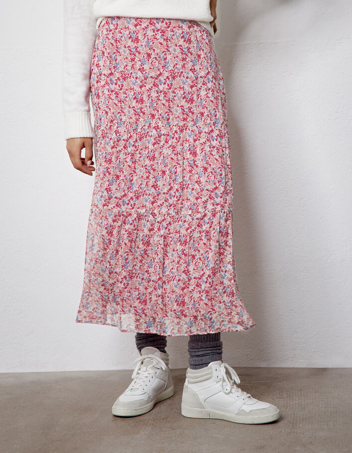 Women’s floral print baggy long skirt with ruffles - IKKS