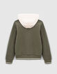 Khaki Jungen-Teddyjacke mit Kapuze-3