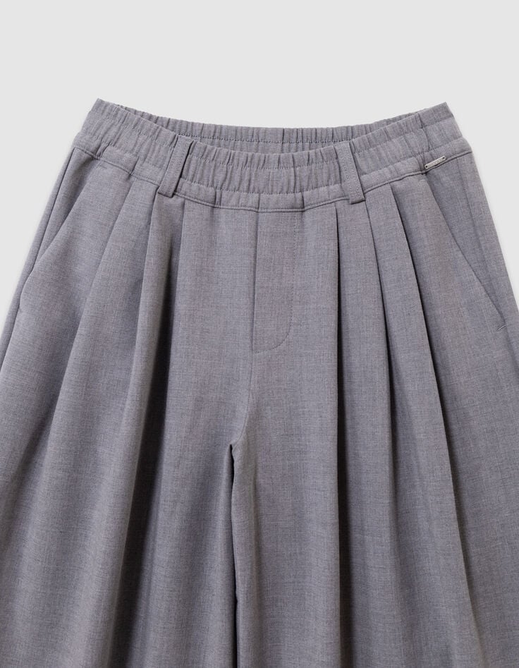 Girls’ grey wide-leg trousers with flat pleats-3 Girls’ grey wide-leg trousers with flat pleats-3