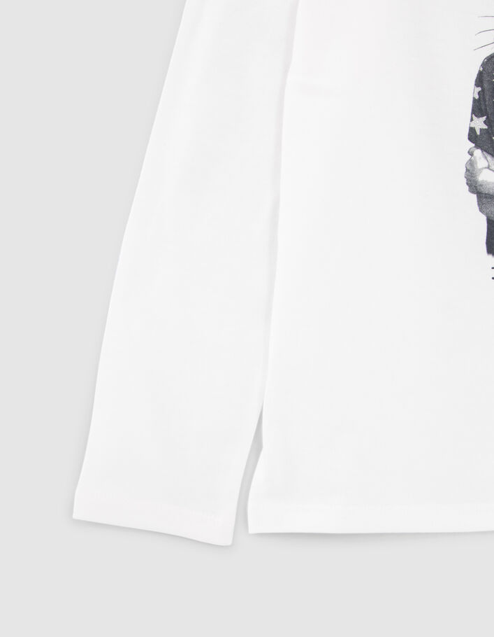 T-shirt blanc cassé visuel lionne-pom pom girl fille-6