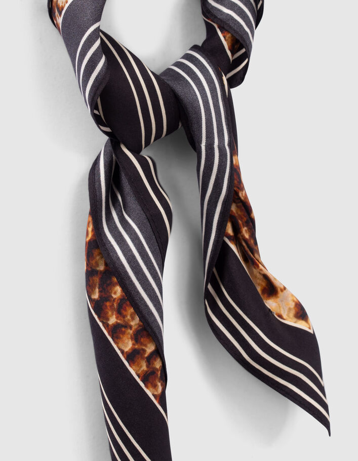 Pure Edition – Men’s black silk python-look scarf - IKKS