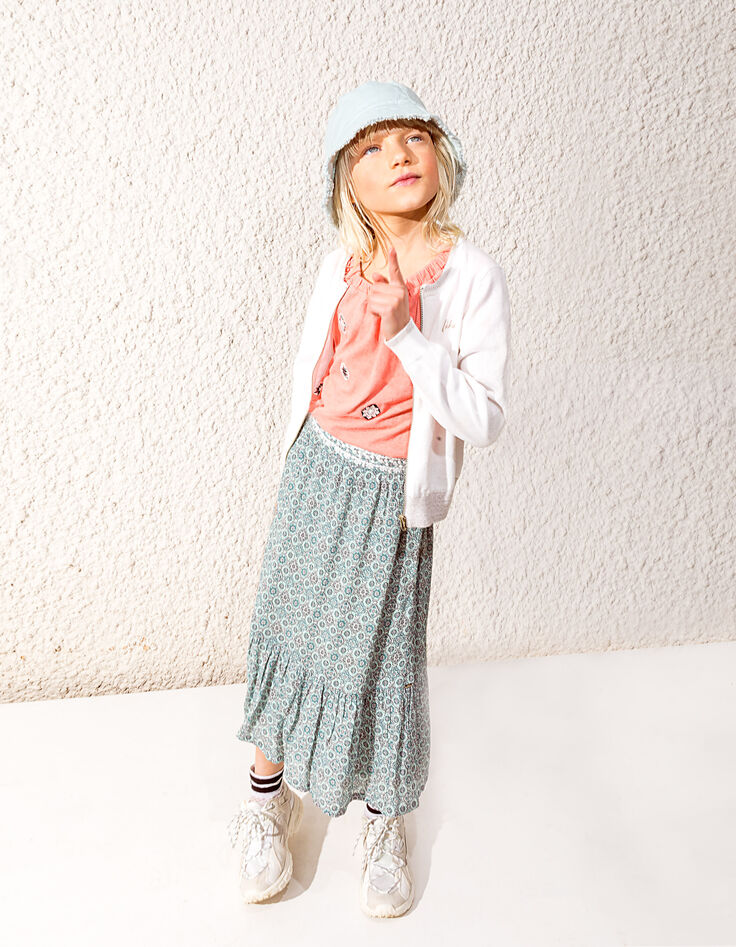 Jupe longue aqua imprimé fleurs fille-6